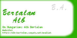 bertalan alb business card